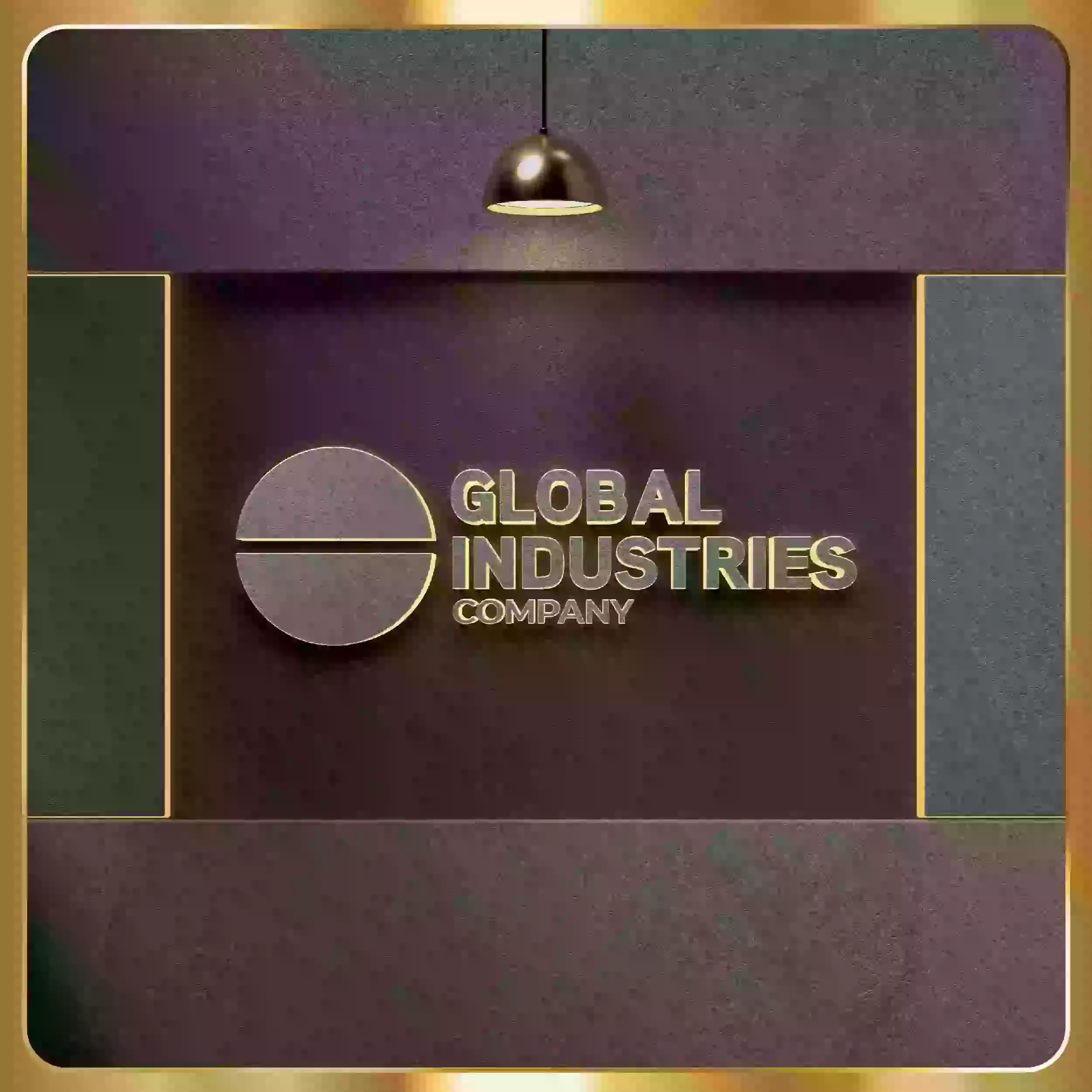 A creative design company logo on a black wall.